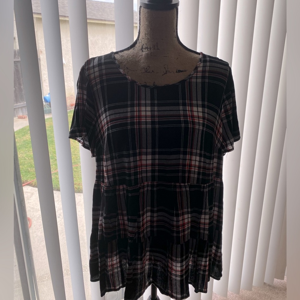 Torrid plaid babydoll top. Size 1